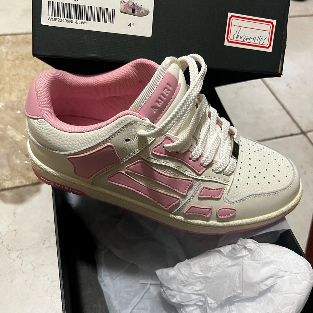 Amiri Pink and White skeleton Sneakers BRAND NEW WITH BOX I CANT GO ANY LOWER